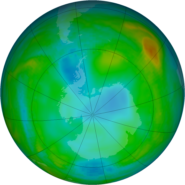 Antarctic ozone map for 03 June 1982